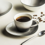 Filiżanka do kawy i herbaty porcelanowa ze spodkiem AFFEK DESIGN OPHELIA BIAŁO-SZARA 210 ml