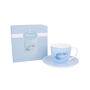 Filiżanka do kawy i herbaty porcelanowa ze spodkiem ASHDENE LILIPIPPINS MOTYL NIEBIESKA 250 ml