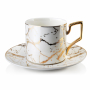 Filiżanka do kawy i herbaty porcelanowa ze spodkiem AFFEK DESIGN CRISTIE GOLD BIAŁO-ZŁOTA 200 ml 