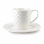 Filiżanka do kawy i herbaty porcelanowa ze spodkiem AFFEK DESIGN DIAMOND ONE BIAŁA 230 ml