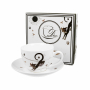 Filiżanka do kawy i herbaty porcelanowa ze spodkiem DUO ANIMALS CHARMING CATS 280 ml
