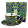 Filiżanka do kawy i herbaty porcelanowa ze spodkiem DUO ART GALLERY IRISES BY V. VAN GOGH 400 ml