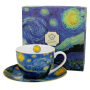 Filiżanka do kawy i herbaty porcelanowa ze spodkiem DUO ART GALLERY STARRY NIGHT BY V. VAN GOGH 270 ml