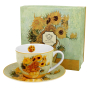 Filiżanka do kawy i herbaty porcelanowa ze spodkiem DUO ART GALLERY SUNFLOWERS BY V. VAN GOGH 270 ml