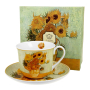 Filiżanka do kawy i herbaty porcelanowa ze spodkiem DUO ART GALLERY SUNFLOWERS BY V. VAN GOGH 400 ml
