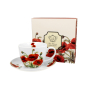 Filiżanka do kawy i herbaty porcelanowa ze spodkiem DUO CLASSIC POPPIES 470 ml