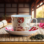 Filiżanka do kawy i herbaty porcelanowa ze spodkiem EASY LIFE KIMONO 400 ml