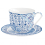 Filiżanka do kawy i herbaty porcelanowa ze spodkiem EASY LIFE INDIGO 370 ml