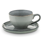 Filiżanka do kawy i herbaty porcelanowa ze spodkiem KONIGHOFFER REACTIVE GREY 220 ml