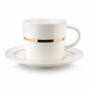 Filiżanka do kawy i herbaty porcelanowa ze spodkiem MIRELLA GOLD BIAŁA 260 ml