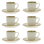 Filiżanki do espresso kamionkowe ze spodkami ROSE TULIPANI CONCERTO AVORIO 90 ml 6 szt.