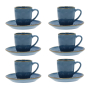 Filiżanki do espresso kamionkowe ze spodkami ROSE TULIPANI CONCERTO BLU AVIO 90 ml 6 szt.