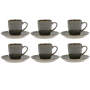 Filiżanki do espresso kamionkowe ze spodkami ROSE TULIPANI CONCERTO GRIGIO TORTORA 90 ml 6 szt.