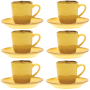 Filiżanki do espresso kamionkowe ze spodkami ROSE TULIPANI CONCERTO OCRA 90 ml 6 szt.