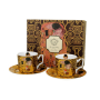 Filiżanki do espresso porcelanowe ze spodkami DUO ART GALLERY THE KISS BROWN BY GUSTAV KLIMT 110 ml 2 szt.