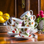 Filiżanki do kawy i herbaty ceramiczne ze spodkami FLOWERS BIAŁE 250 ml 6 szt. 