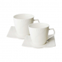 Filiżanki do kawy i herbaty porcelanowe ze spodkami FALA DELICATE BIAŁE 200 ml 2 szt.