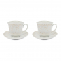 Filiżanki do kawy i herbaty porcelanowe ze spodkami BELLA FEGURO PUNTO D'ORO BIAŁO-ZŁOTE 250 ml 2 szt.