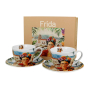 Filiżanki do kawy i herbaty porcelanowe ze spodkami DUO ART GALLERY FRIDA MEXICAN ART 270 ml 2 szt.