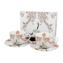 Filiżanki do kawy i herbaty porcelanowe ze spodkami DUO ART GALLERY SAKURA I ŻURAWIE 280 ml 2 szt.