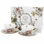 Filiżanki do kawy i herbaty porcelanowe ze spodkami DUO ART GALLERY VINTAGE FLOWERS WHITE 110 ml 2 szt.