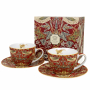 Filiżanki do kawy i herbaty porcelanowe ze spodkami DUO ART GALLERY WILLIAM MORRIS RED CZERWONE 280 ml 2 szt.