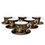 Filiżanki do kawy i herbaty porcelanowe ze spodkami DUO BUKIET 250 ml 6 szt. 
