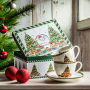 Filiżanki do kawy i herbaty porcelanowe ze spodkami DUO CHRISTMAS TREE 280 ml 2 szt.