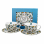 Filiżanki do kawy i herbaty porcelanowe ze spodkami DUO ETNO WZÓR KASZUBSKI 250 ml 2 szt.