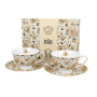 Filiżanki do kawy i herbaty porcelanowe ze spodkami DUO FLOWERS EXCLUSIVE ENGLISH ROSES WHITE 230 ml 2 szt.