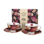 Filiżanki do kawy i herbaty porcelanowe ze spodkami DUO FLOWERS EXCLUSIVE SPRING ROSES BLACK 250 ml 2 szt.