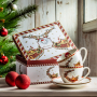 Filiżanki do kawy i herbaty porcelanowe ze spodkami DUO SANTA ON SLEIGH 280 ml 2 szt.