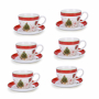 Filiżanki do kawy i herbaty porcelanowe ze spodkami JUMBO MERRY CHRISTMAS 400 ml 6 szt.