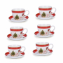 Filiżanki do kawy i herbaty porcelanowe ze spodkami JUMBO MERRY CHRISTMAS 400 ml 6 szt.