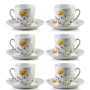Filiżanki do kawy i herbaty porcelanowe ze spodkami MONDEX JOY 250 ml 6 szt.