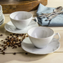 Filiżanki do kawy i herbaty porcelanowe ze spodkami PORCELANA KRZYSZTOF DAISY CUPS BIAŁE 220 ml 2 szt.
