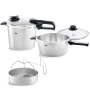 FISSLER Vitavit Premium 6 el. - szybkowary ciśnieniowe z wkładem do gotowania na parze ze stali nierdzewnej