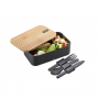 GEFU Enviro czarny - lunch box plastikowy ze sztućcami 