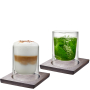 GEFU Mira 235 ml 2 szt. - szklanki do kawy i herbaty termiczne z podwójnymi ściankami szklane z podstawką