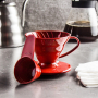 HARIO Dripper V60-01 czerwony - dripper do kawy plastikowy z miarką