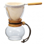 HARIO Woodneck Drip Pot Olive Wood 0,48 l - zaparzacz do kawy szklany z filtrem