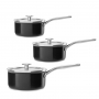 KITCHENAID Steel Core Enamel 3 szt. czarne - rondle emaliowane z pokrywkami