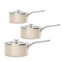 KITCHENAID Steel Core Enamel 3 szt. kremowe - rondle emaliowane z pokrywkami