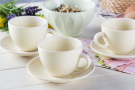 Filiżanki do kawy i herbaty ceramiczne ze spodkami COFFEE KREMOWE 200 ml 6 szt.