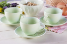 Filiżanki do kawy i herbaty ceramiczne ze spodkami COFFEE ZIELONE 200 ml 6 szt.