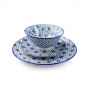 Komplet talerzy porcelanowych AFFEK DESIGN MAROCCO BLUE GRANATOWY na 6 osób (18 el.)