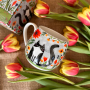 Kubek porcelanowy baryłka DUO ANIMALS KOCI ŚWIAT ŁĄKA 430 ml