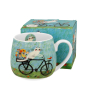 Kubek porcelanowy baryłka DUO ANIMALS KOCI ŚWIAT ROWER 430 ml