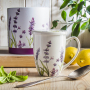 Kubek porcelanowy z zaparzaczem i pokrywką DUO CLASSIC LAVENDER BIAŁY 420 ml