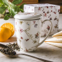 Kubek porcelanowy z zaparzaczem i pokrywką DUO ROMANTIC SAFA BIAŁY 380 ml